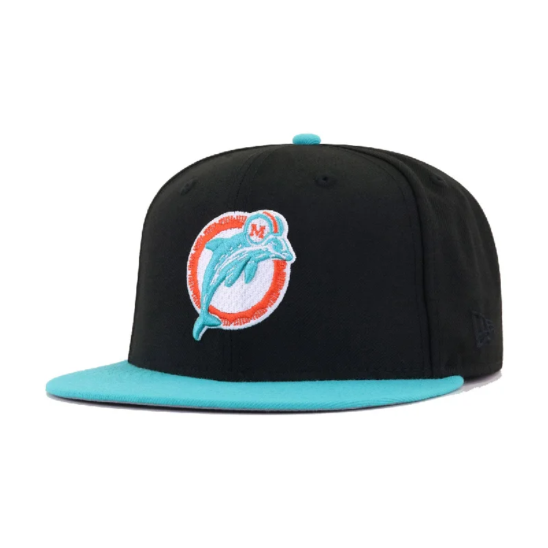 Miami Dolphins Black Teal 1972 Perfect Season 30th Anniversary New Era 59Fifty Fitted