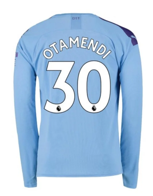 Nicolas Otamendi Manchester City Long Sleeve 19/20 Home Jersey