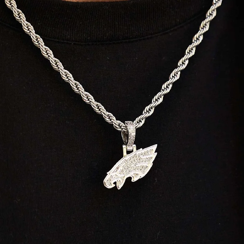 Philadelphia Eagles Official NFL Micro Logo Pendant - White Gold